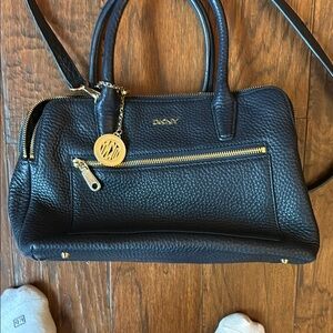 Dkny Navy Leather Structured Handbag